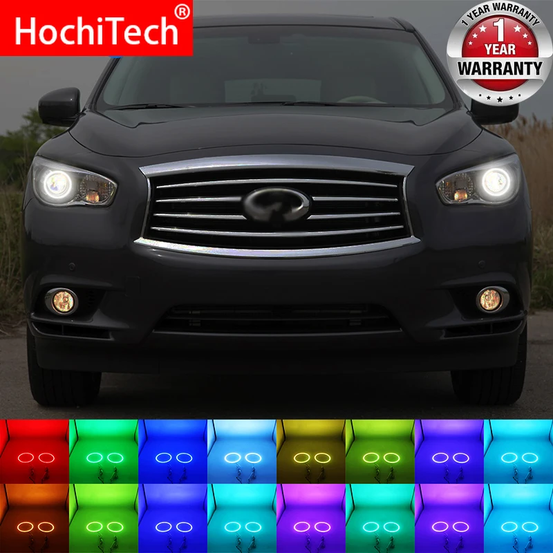 

Latest Headlight Multi-color RGB LED Angel Eyes Halo Ring Eye DRL RF Remote Control for Infiniti JX35 2011 1012 2013 Accessories