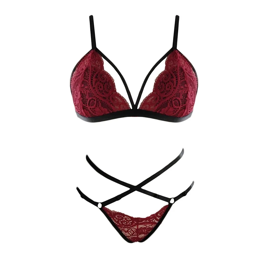 

Women's Erotic Costumes Sexy Lingerie Porno Hollow Out Bra Bandage G-string Sexy Underwear Set Babydoll Lenceria Erotica Mujer