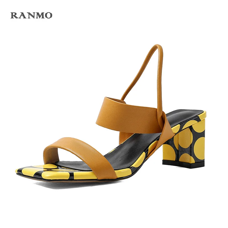 

South Korea's New Thick-heeled Color High-heeled Sandals Women's Sandals Casual Sandals Summer Outdoor Sandals Office Sandals