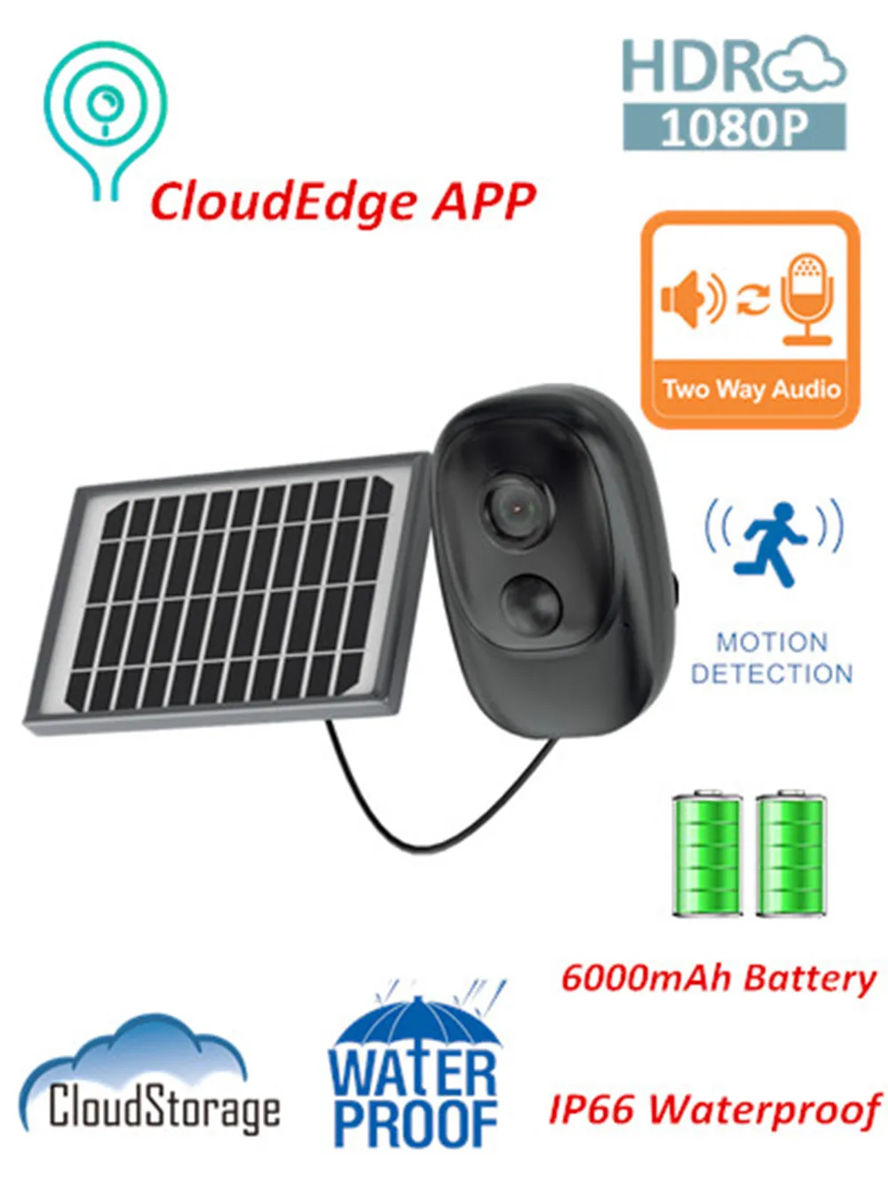 IP66 открытый Перезаряжаемые Батарея работает Wi Fi Камера Ночное видение