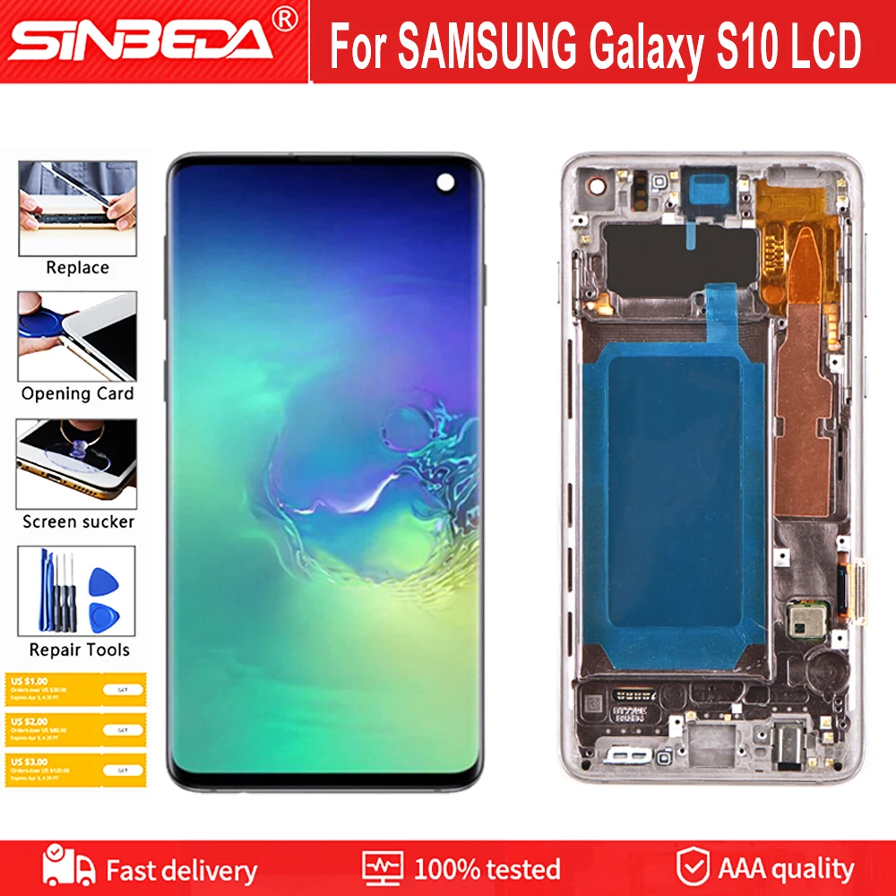 

OLED For Samsung Galaxy S10 2019 SM-G9730 G973F LCD Display Touch Screen Digitizer Assembly For Samsung S10 Screen Replacement