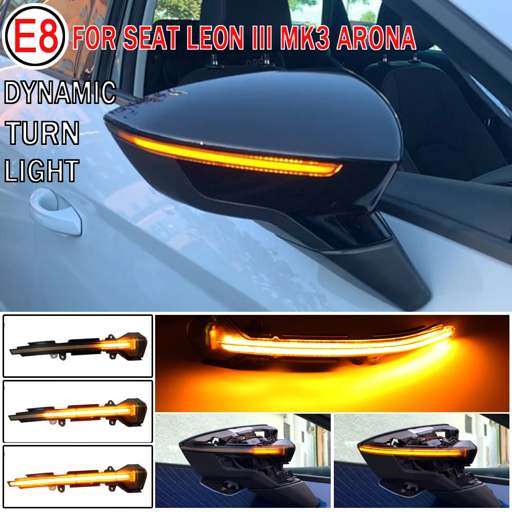 

For SEAT Leon III Mk3 5F 13-18 Ibiza KJ Mk5 V Arona 17-18 LED Dynamic Turn Signal Blinker Sequential Side Mirror Indicator Light