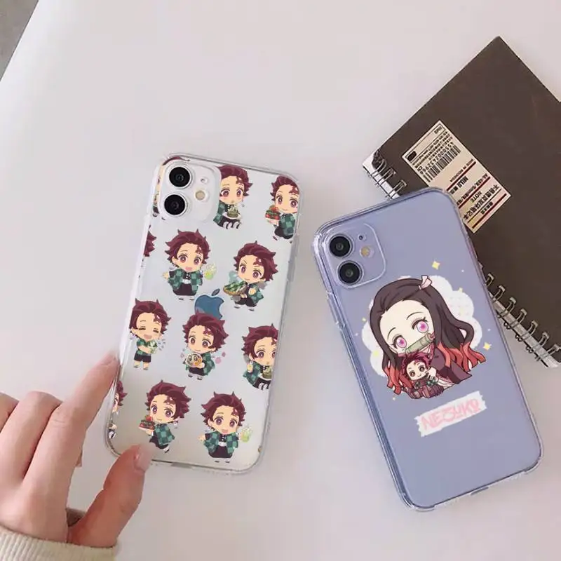 

Cute Japan Demon Slayer Phone Case Transparent for Clear iPhone 11 12 8 7 6 6S XS MAX Plus X 5S SE 2020 XR mini pro