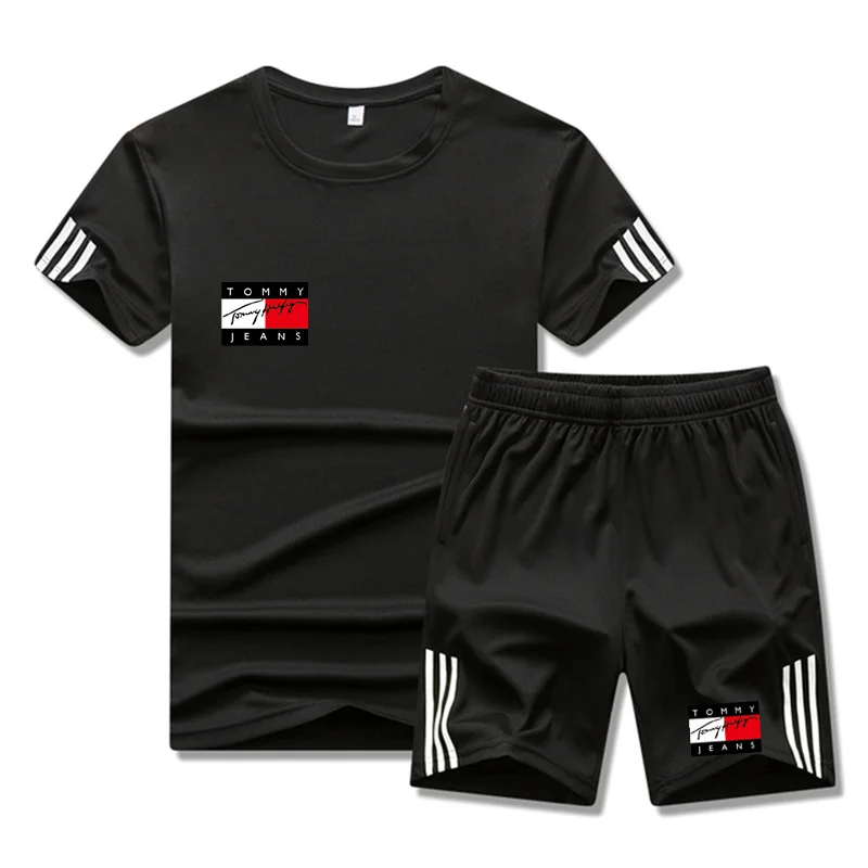 

2021 Summer men's tracksuit, polyester breathable fashion jogging T-shirts + men's shortsMen's t-shirt casual Men's clothes