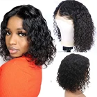 Бразильские Волнистые Короткие волосы боб 13X 4, парик из человеческих волос с передней застежкой, парик без клея, предварительно выщипанные, глубокие волнистые, вьющиеся, фронтальные парики боб