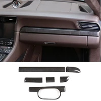 6pcs carbon fiber car interior dashboard trim center console trim inner frame cover for porsche 718 boxster cayman 911