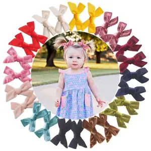 24pcs12pairs velvet hair bows clips baby girls 4inch hair bows metal hair clips barrettes hair accessories for toddlers girls free global shipping