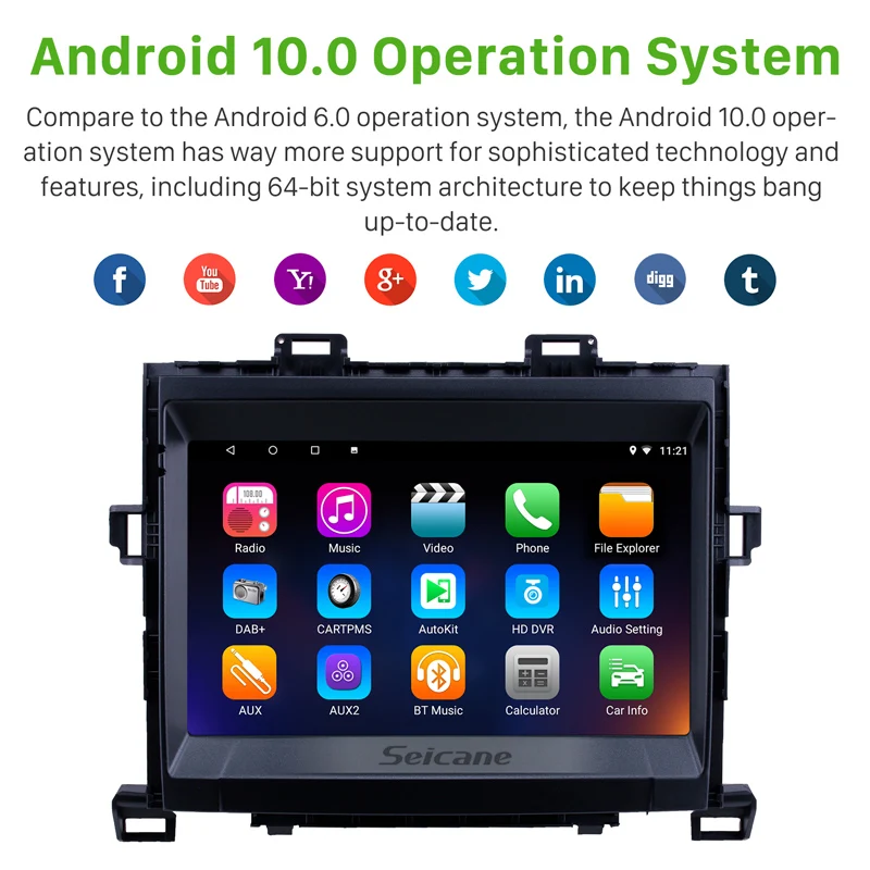 Seicane Android 10 0 четырехъядерный GPS Navi для 2008-2014 Toyota ALPHARD/Vellfire ANH20 8-дюймовый