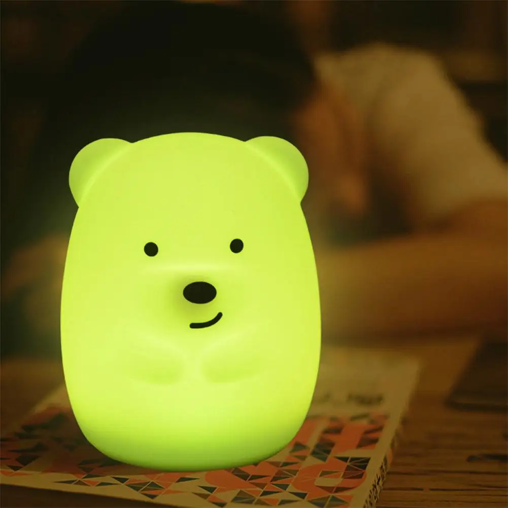 Studyset 7 Colors Bear Rabbit LED USB Animal Night Light Silicone Soft Cartoon Children Baby Nursery Lamp led | Лампы и освещение
