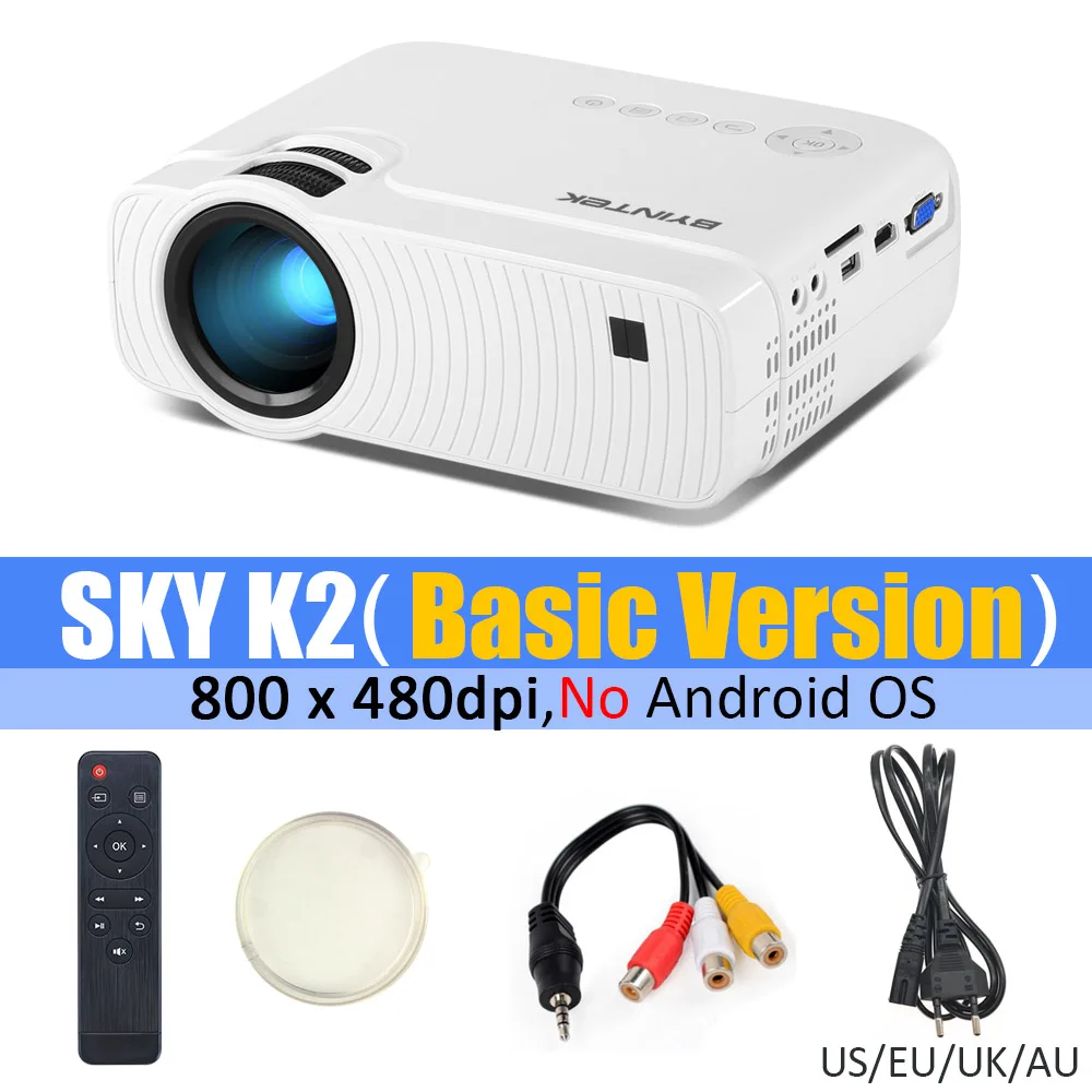 K2 Basic Version Распродажа BYINTEK SKY K2 обновление 1280x720 150 дюймов светодиодный мини микро Портативный видео HD проектор для игрового кино 1080P кино - Цвет: K2 Basic Version