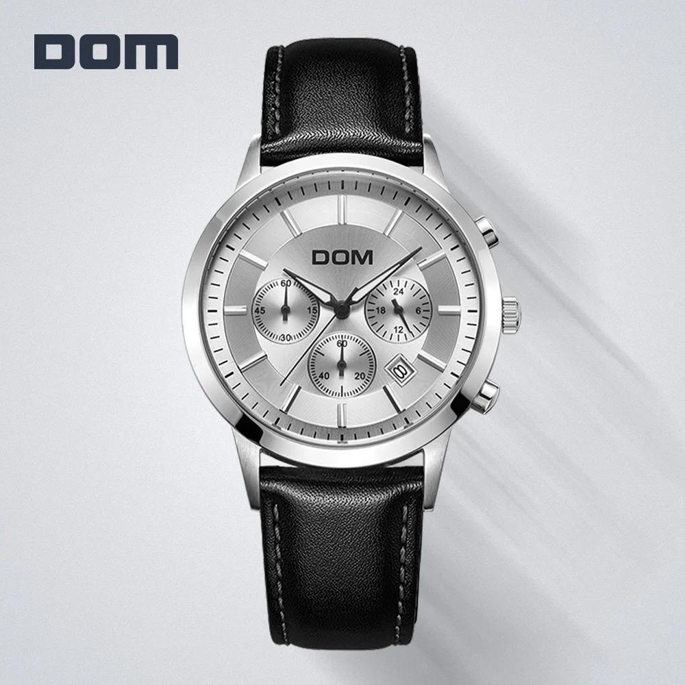 DOM Брендовые мужские модные часы кожаные спортивные армейские военные синий