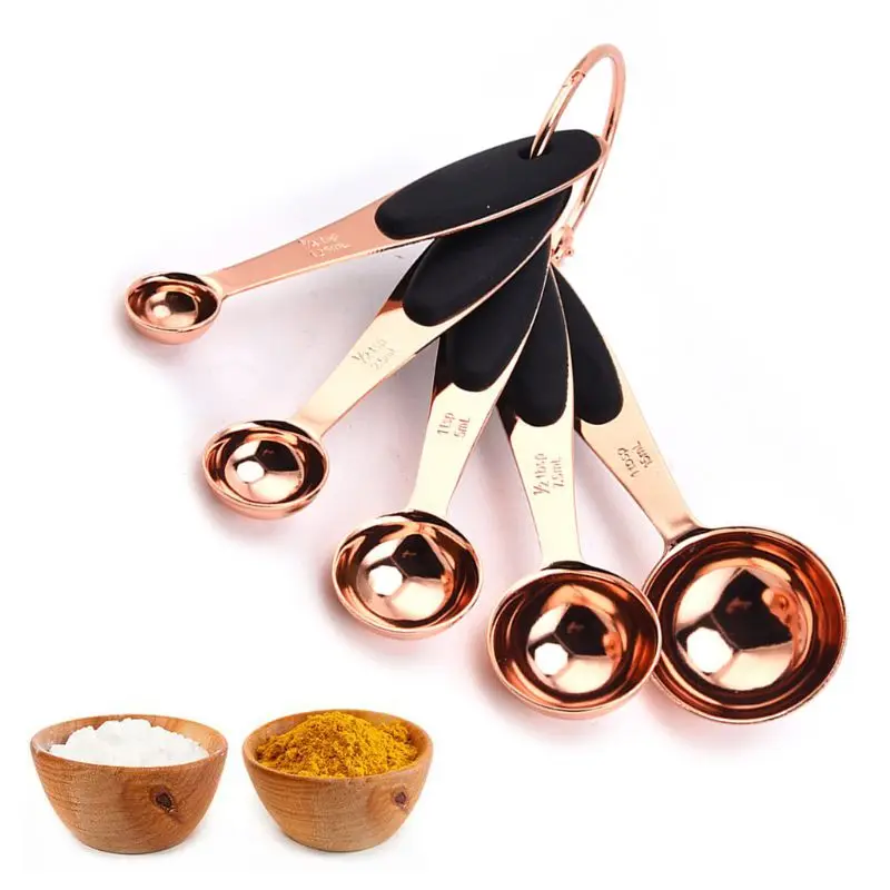 5 шт. Нержавеющая сталь мерные стаканы ложки комплект из розового золота Кофе Чай