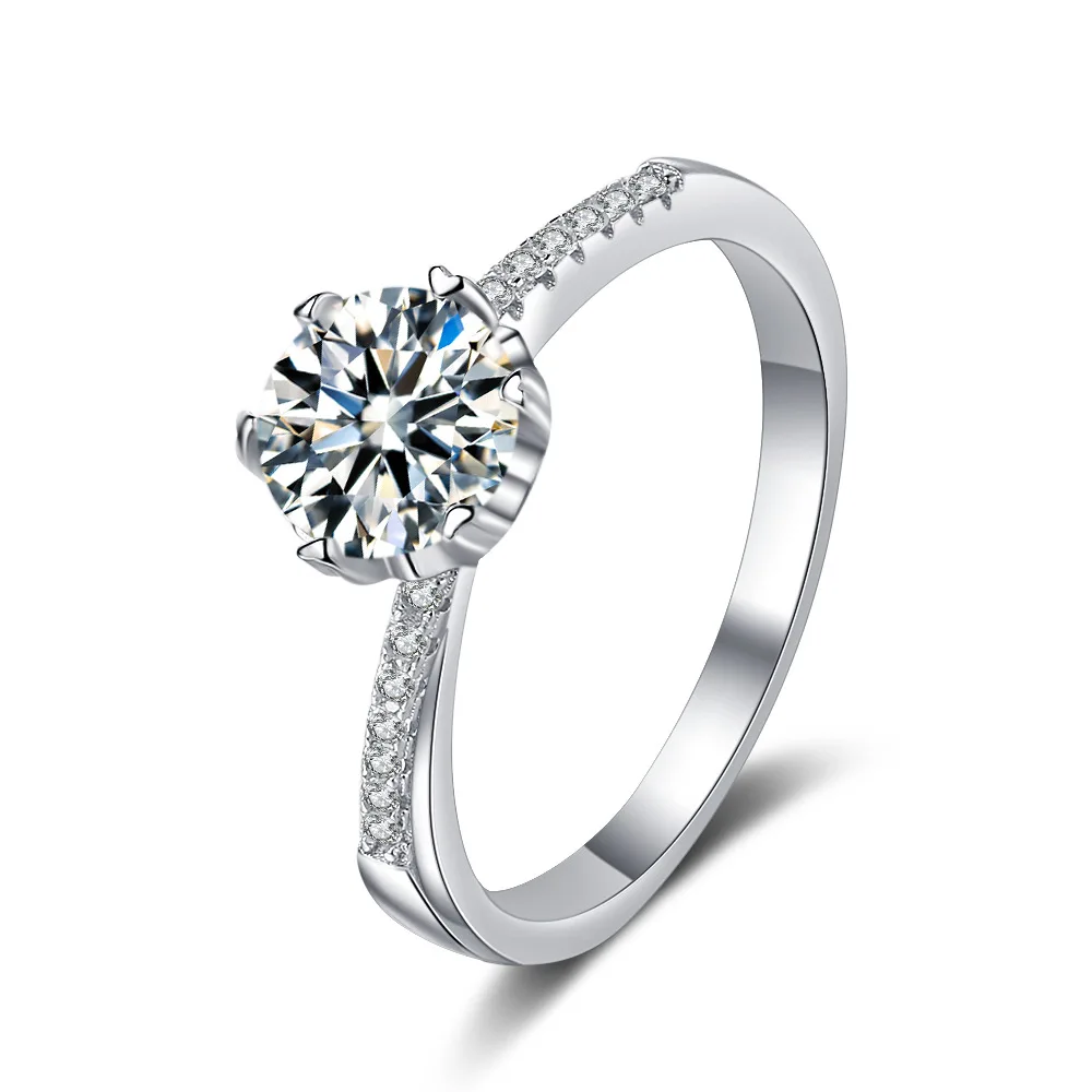 

The first 925 sterling silver Mossan stone diamond ring female 1 carat six-claw opening simulation for girlfriend