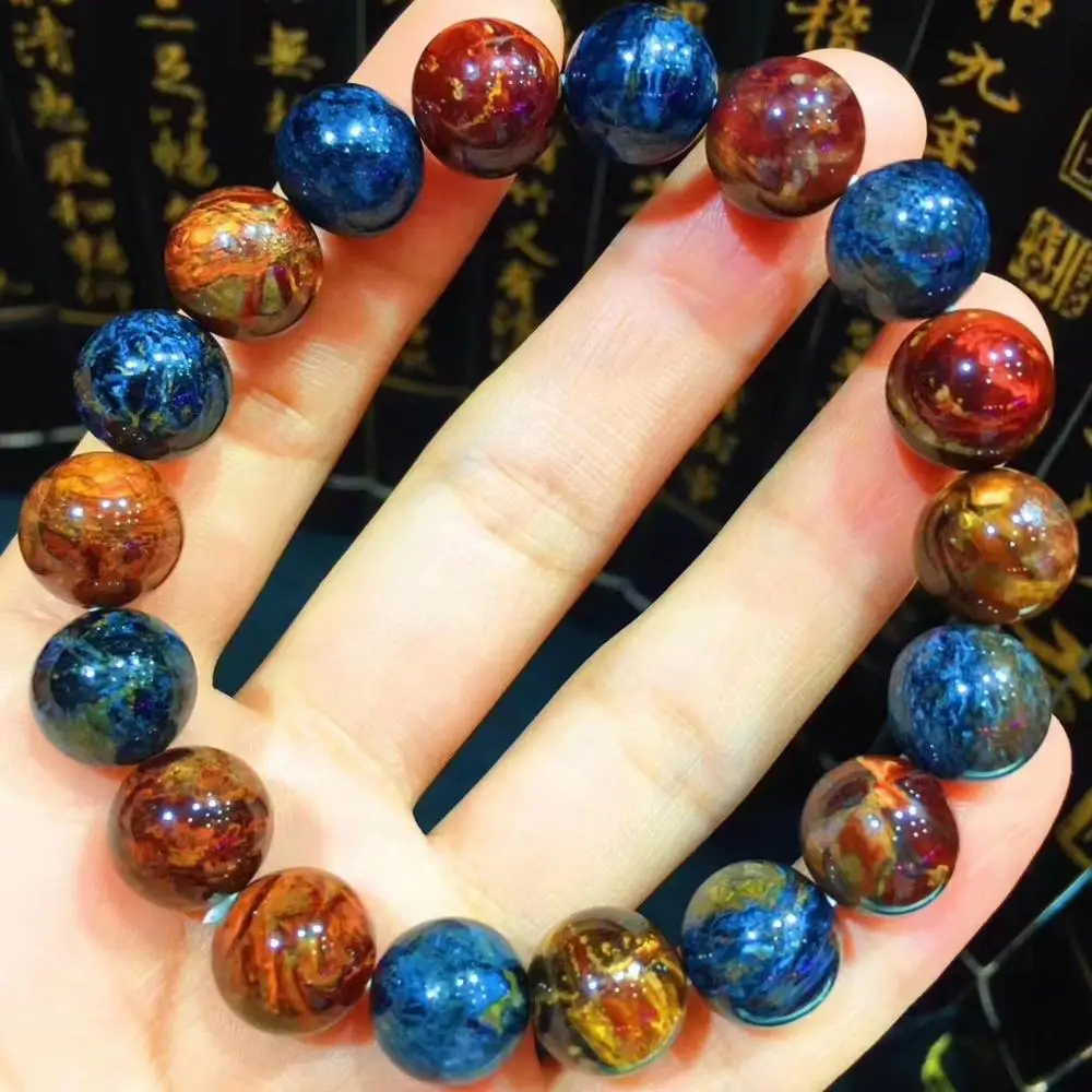 Натуральный красный синий браслет из пьестерсита 11 3 мм с круглыми бусинами