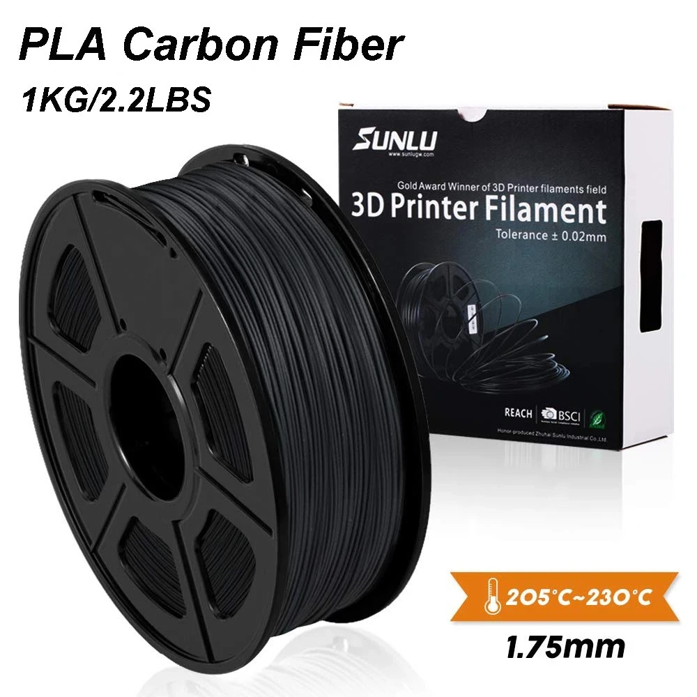 SUNLU PLA Carbon Fiber Премиум 3D принтеры нити крайне жесткой углеродного волокна 1 75 мм +/ 0