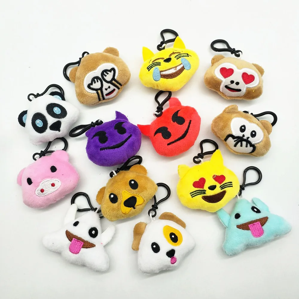 

Random 10/30Pcs Funny Expression Plush Keychain Cartoon Plush Toy Smiley Car Keyring Bag Pendant Mobile Phone Hanging Rope