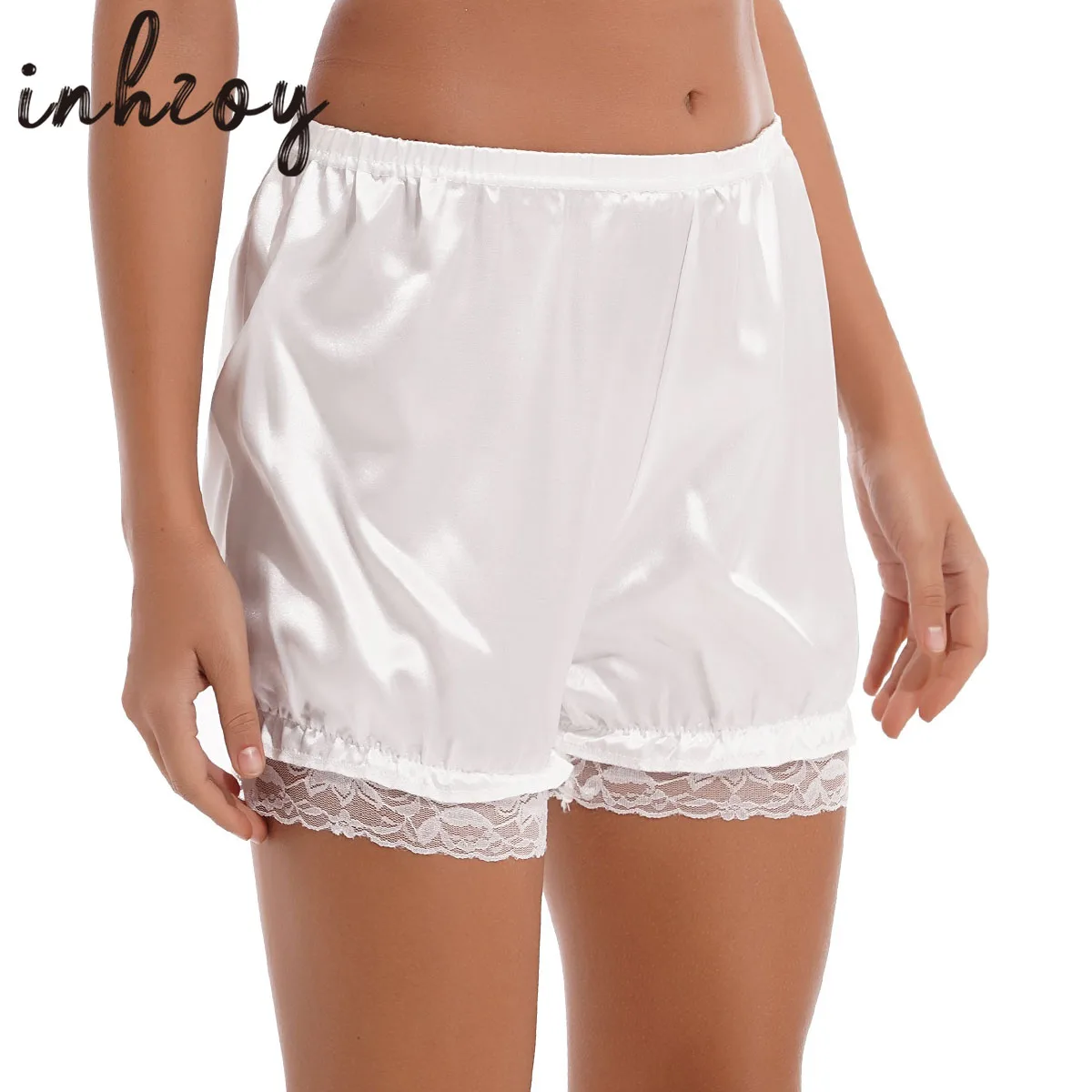 Women Bloomers Shorts Elasticity Satin Knickers Panties Cute Lace Trim Ruffles Loose Safety Shorts Pumpkin Style For Girls