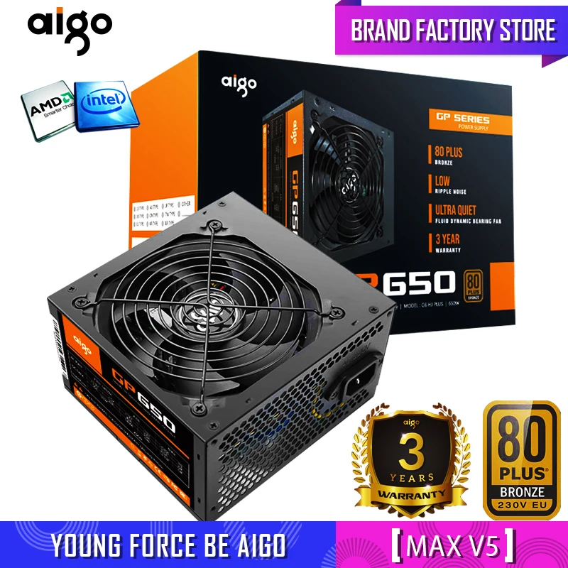 Aigo fonte Max 850 Вт источник питания 80plus PSU PFC тихий вентилятор ATX 24pin 12 в ПК компьютер SATA