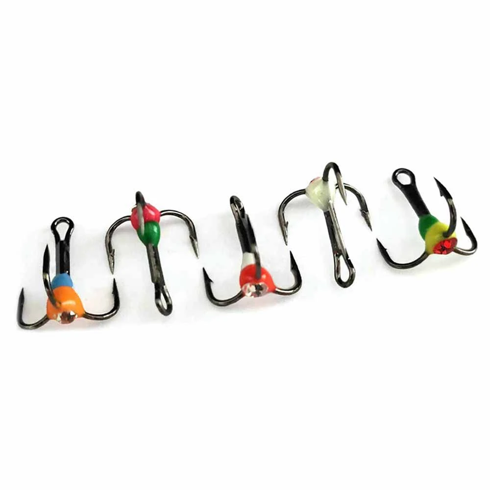 

5Pcs Fishing Treble Hooks High Carbon Steel Baits Sharp Three-jaw Hook Lures Winter Outdoor Camping Ice Fishing Tackle