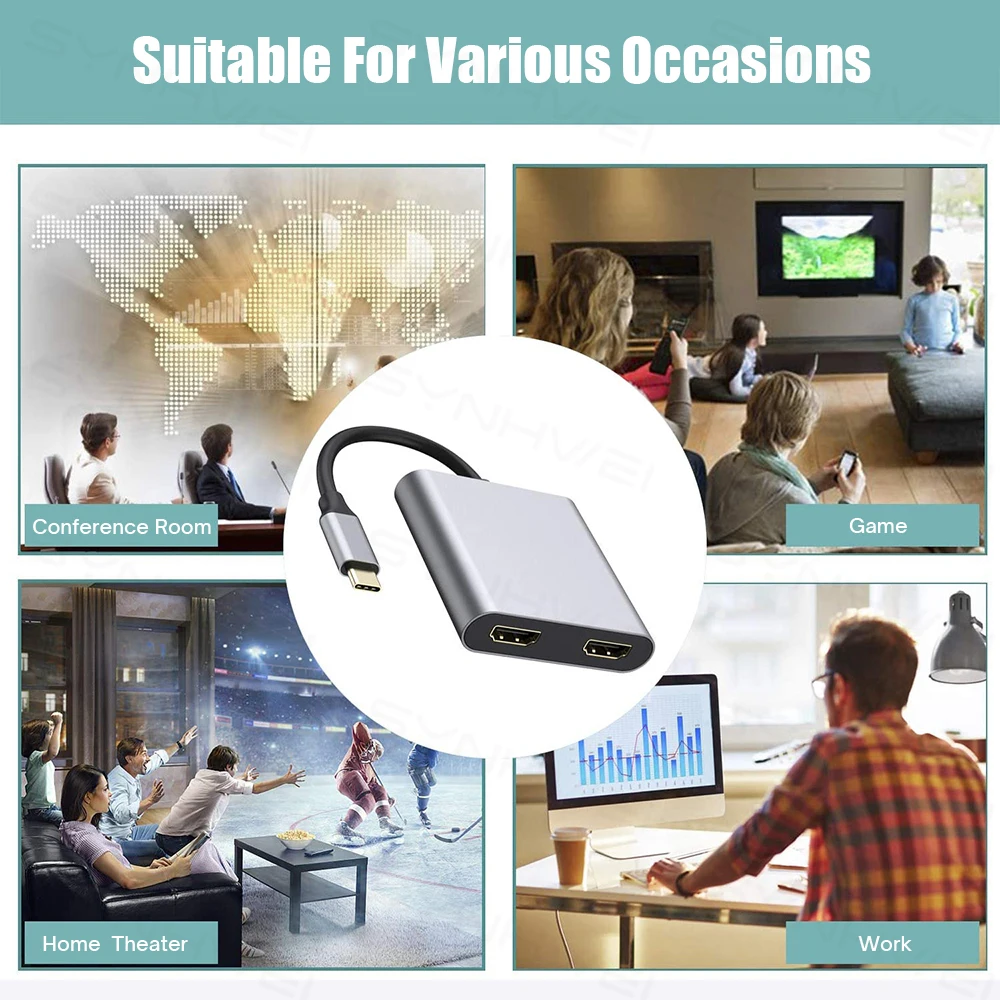 Двойной Концентратор HDMI USB C с VGA 1080P 87 Вт PD 3.0 док-станция двойным экраном для Macbook Air