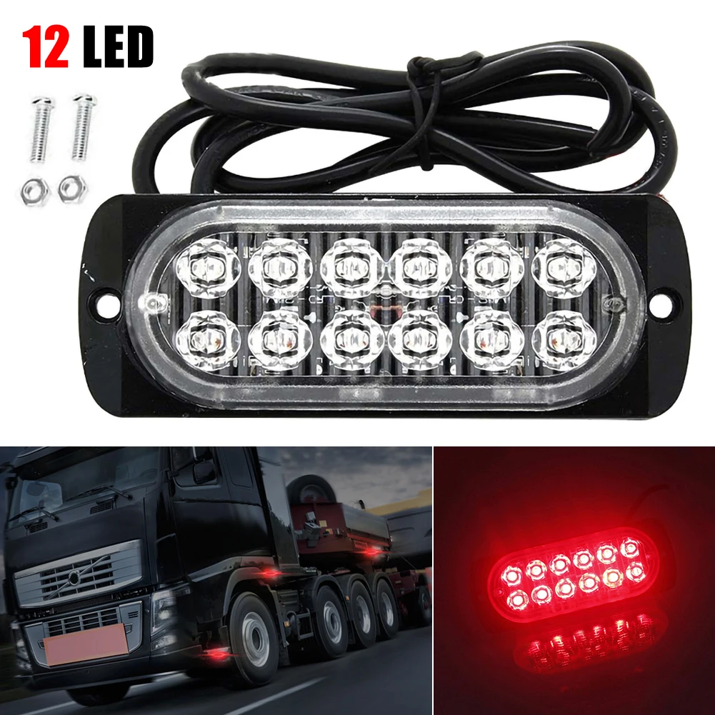 

4/6/12 LED Signal Light Red DC 12V 12W Auto Car Truck Urgent Hazard Warning Beacon Lights Bar Waterproof Dust-proof Lamps