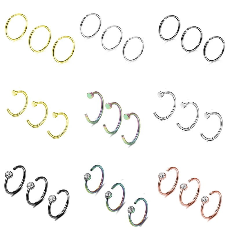 3 шт. С образное поддельное кольцо для носа кольца перегородки из нержавеющей