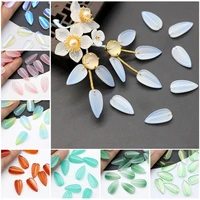 10pcs leaf shape petal 19x10mm lampwork crystal glass loose pendants beads for jewelry making diy crafts findings