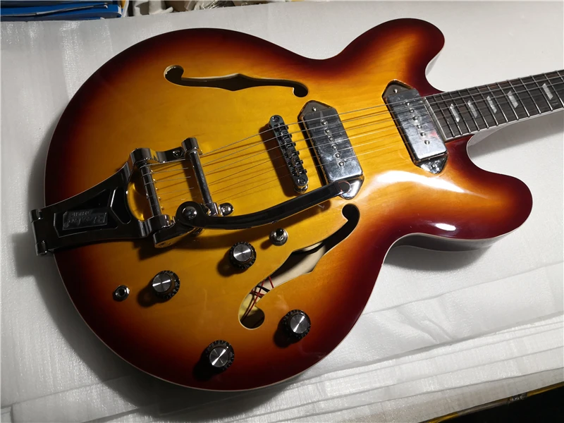 Оригинальная новая табачная полуажурная джазовая электрическая гитара китайская фабрика по производству гитар 62