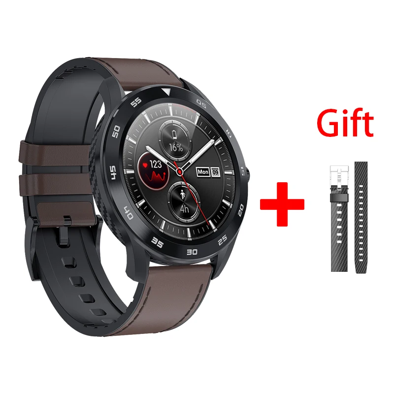 Dark brown-leather Eseed DT98 Смарт-часы ECG сенсор пульса сплав корпус IP68 Водонепроницаемый 300 мАч длинные часы ожидания погода для samsung smartwatch - Цвет: Dark brown-leather