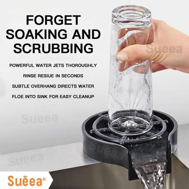 Sueea® Faucet Glass Rinser For Kitchen Sink Bar Glass Rinser Coffee Pitcher Automatic Cup Washer Bottle Rinser Wash Cup Tool