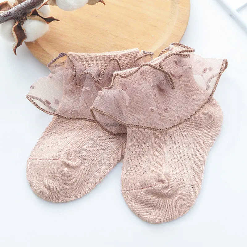 Детские носки для новорожденных маленьких девочек кружевные сетчатые хлопковые