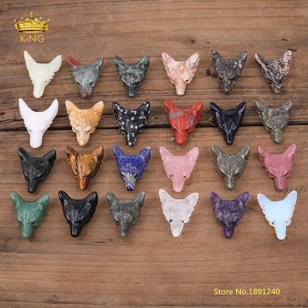 24 вида камней 2 шт./лот просверленные резные подвески в виде головы волка ожерелье