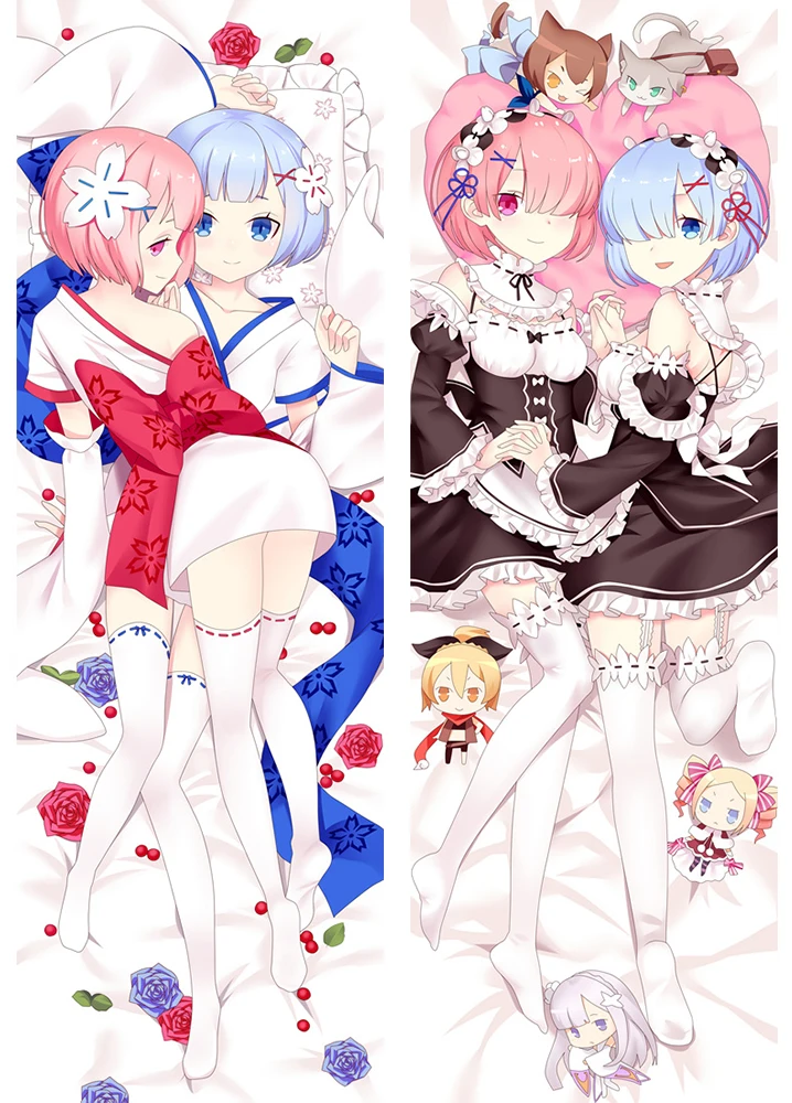 Чехол для подушки Re:Zero Kara Hajimeru Isekai Seikatsu Rem Ram Аниме Dakimakura Waifu обнимающая подушка
