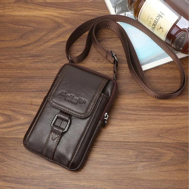 Мужской чехол из натуральной кожи поясная сумка через плечо Модный повседневный