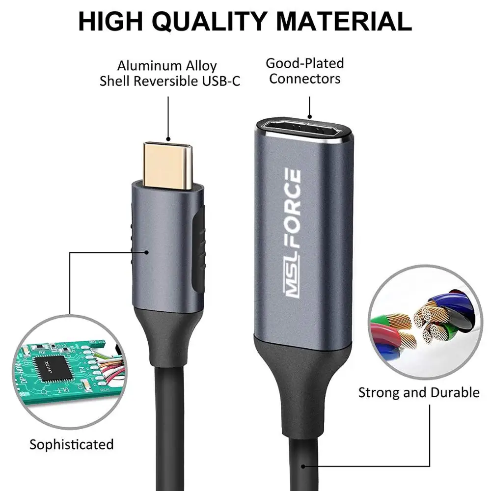 MSL Тип C к HDMI адаптер USB 3,1 USB-C к HDMI адаптер конвертер «Папа-мама» для MacBook huawei Matebook samsung S8