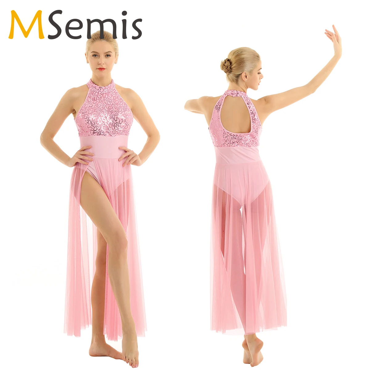 Женское блестящее балетное платье-пачка длинное Сетчатое платье макси для