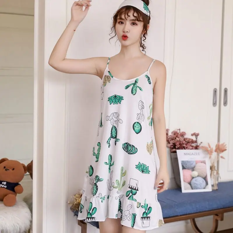 K Sling cute nightdress with eye mask strapless shoulder strap print design loose | Женская одежда