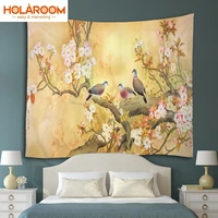 chinese style floal tapestry flowers birds wall hanging tapestries home decor beach towel yoga mat picnic blanket table cloth