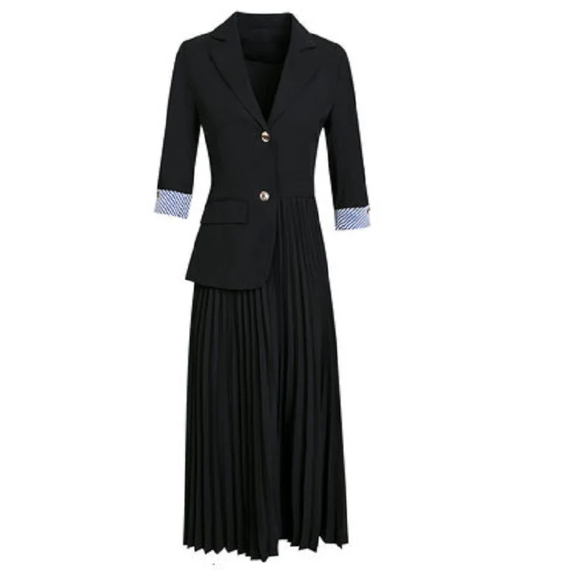 

Lady patchwork pleated Office dress 2021 dress women spring Autumn age reduction fashion Simplicity regular beauty skirt XXXL