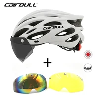 2 magnetic lens ultralight bike helmet with removable visor goggles cycling helmet mtb racing road bicycle helmet with taillight