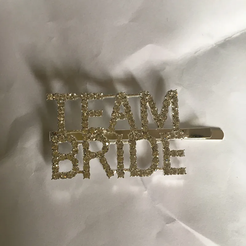brideteam Горячая Мода Письмо Слово горный хрусталь заколка для волос с кристаллами hairgrip заколки для волос клип сцепление булавки орнамент заколки-пряжки аксессуары для волос - Цвет: brideteam