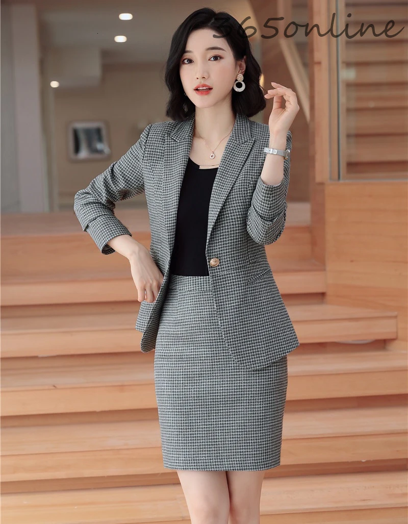 

Novelty Pink Autumn Winter Professional Women Business Suits with Skirt and Tops for Ladies Office Work Wear OL Styles Blazers