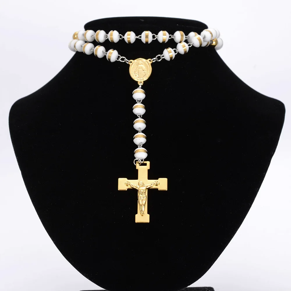 Женская длинная цепь из нержавеющей стали с крестом Иисуса