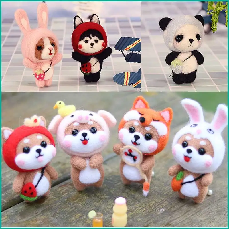 Животные собаки кролика лисы шерсть иглы комплекты валяния ручной работы