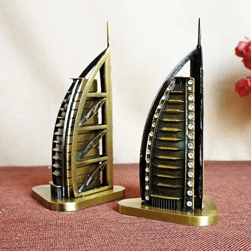 Винтажная Бурдж аль арабское здание скульптура Металл известное орнамент