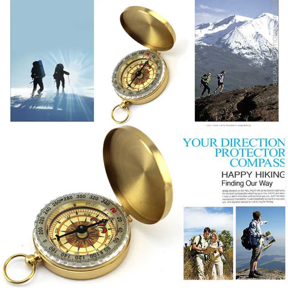 Карманные латунные часы Стиль Открытый Кемпинг Туризм Навигация кольцо с