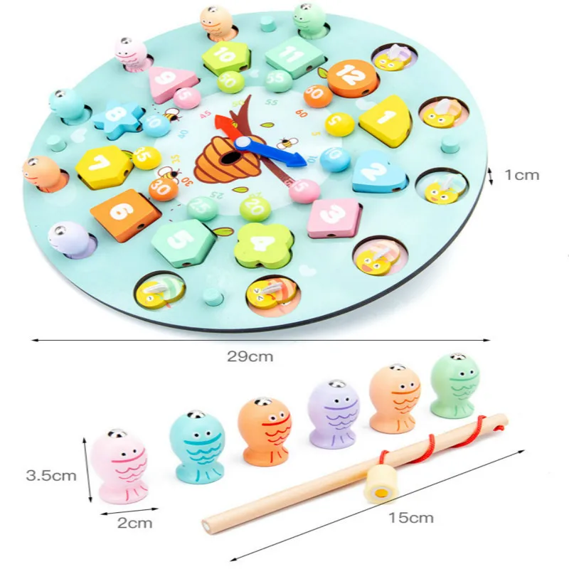 

Flying chess clip double-sided digital clock fishing children's concentration thinking logic puzzle early education wooden toys