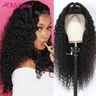 Mslyn 360 синтетический парик предварительно сорвал с волосами младенца глубокая волна синтетический фронтальный парик 100% человеческие волосы парики remy натуральный черный