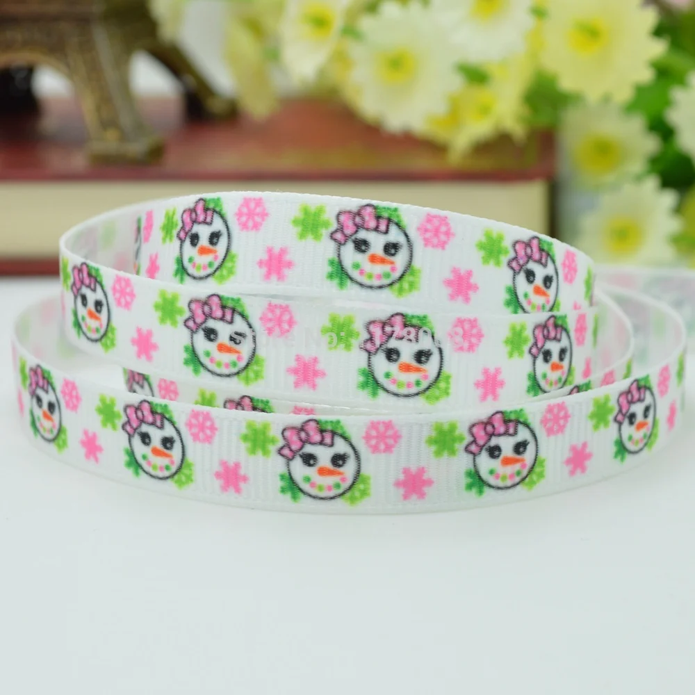 Бант для волос с принтом снеговика и девушек 3/8 дюйма 9 мм 50 ярдов| |