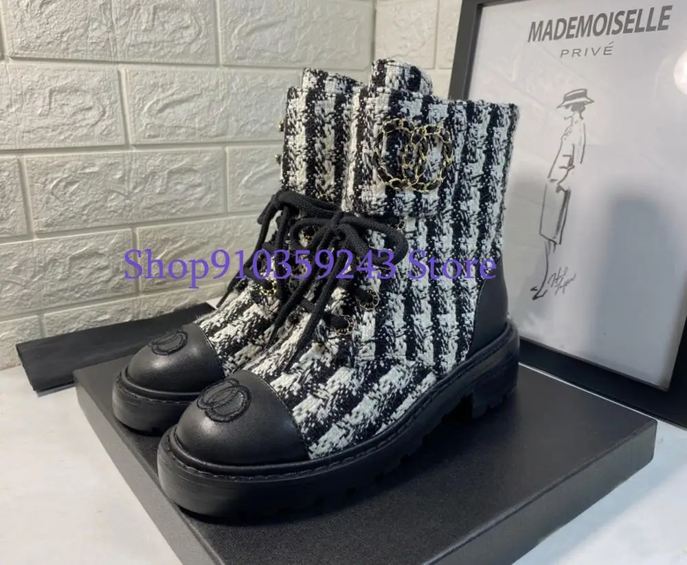 

2020 women's new leather collocation woolen material fashion style motorcycle boots